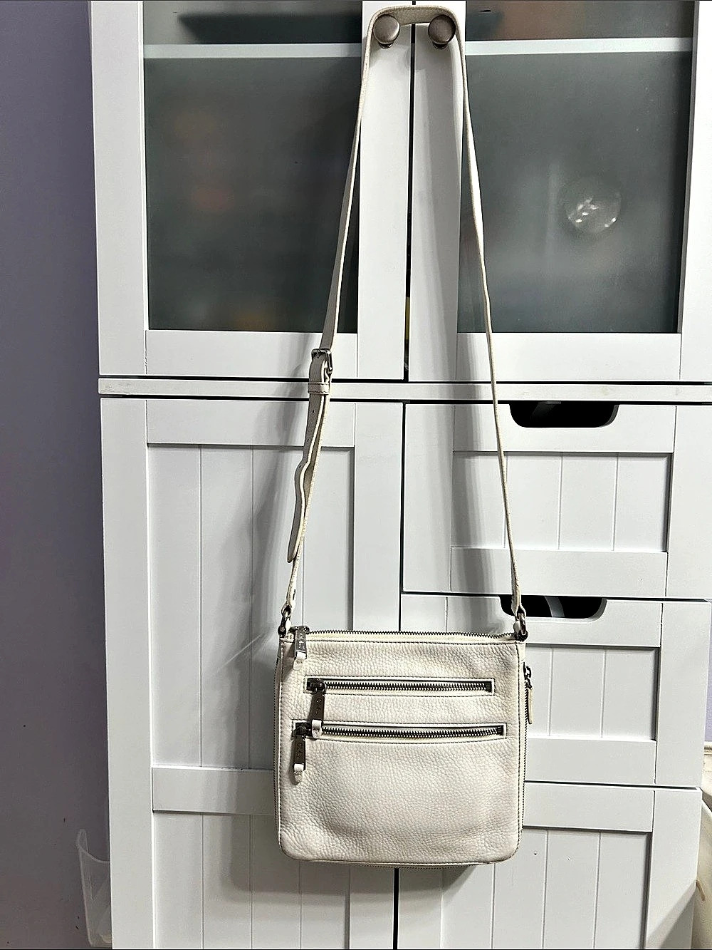 Cole Haan Genuine Pebbled Leather Crossbody Off-white